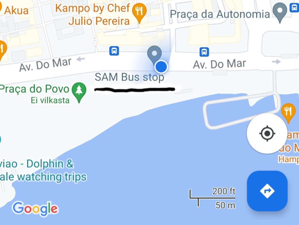 SAM Bus 113, location of the bus stop. Bus from Funchal to Ponta de São Lourenço 